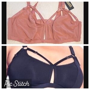 Fox & Royal "Avril Bralette" In Blush Size XL/22 Sexy Strappy BDSM Cutouts NWT